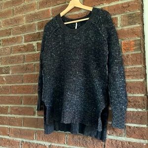 Free people gray marled chunky knit sweater